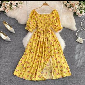 COPY - COPY - Women romantic floral summer puff sleeve casual party vacation be…